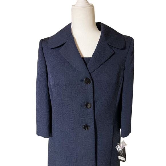 NEW Kasper Women's Crepe Topper Jacket & Sheath Sleeveless Dress Suit Blue 12P - Picture 5 of 9